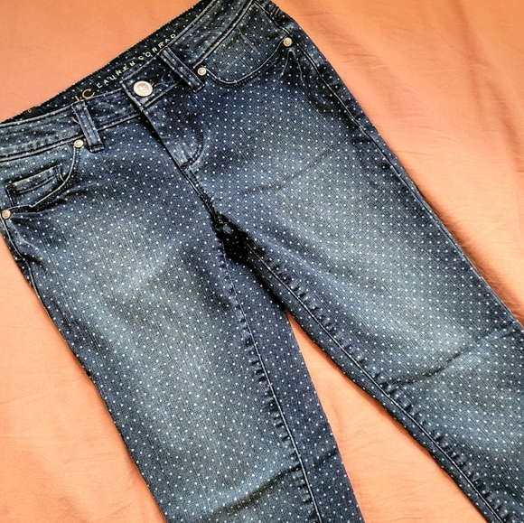 Lauren Conrad Blue Polkadot White Washed Jeans - Picture 2 of 4